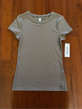 DKNY taupe Ribbed Short Sleeve Tee